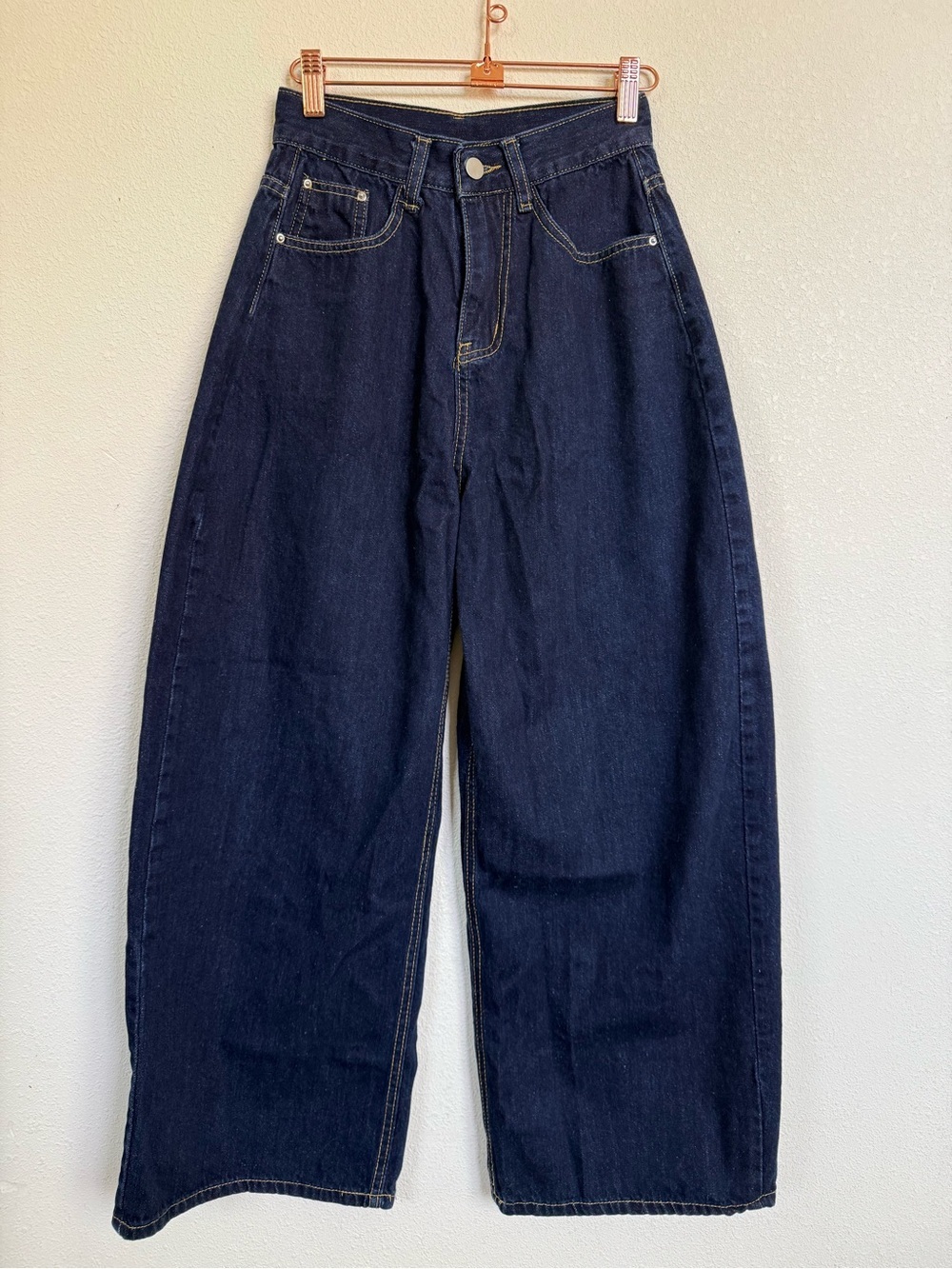 Beaularés Beau Wide Leg Jeans High Rise Dark Wash Culotte Denim Size S - Picture 2 of 12